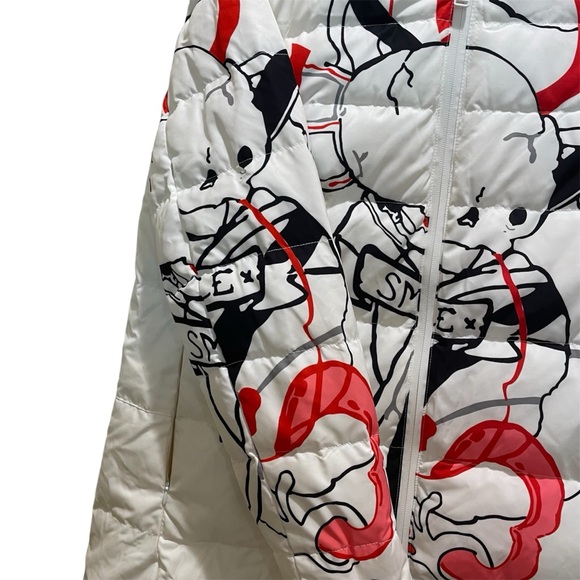 YALU Unisex Alternative Goth Goose Down Hooded Ski Snowboarding Puffer Coat - Picture 6 of 14